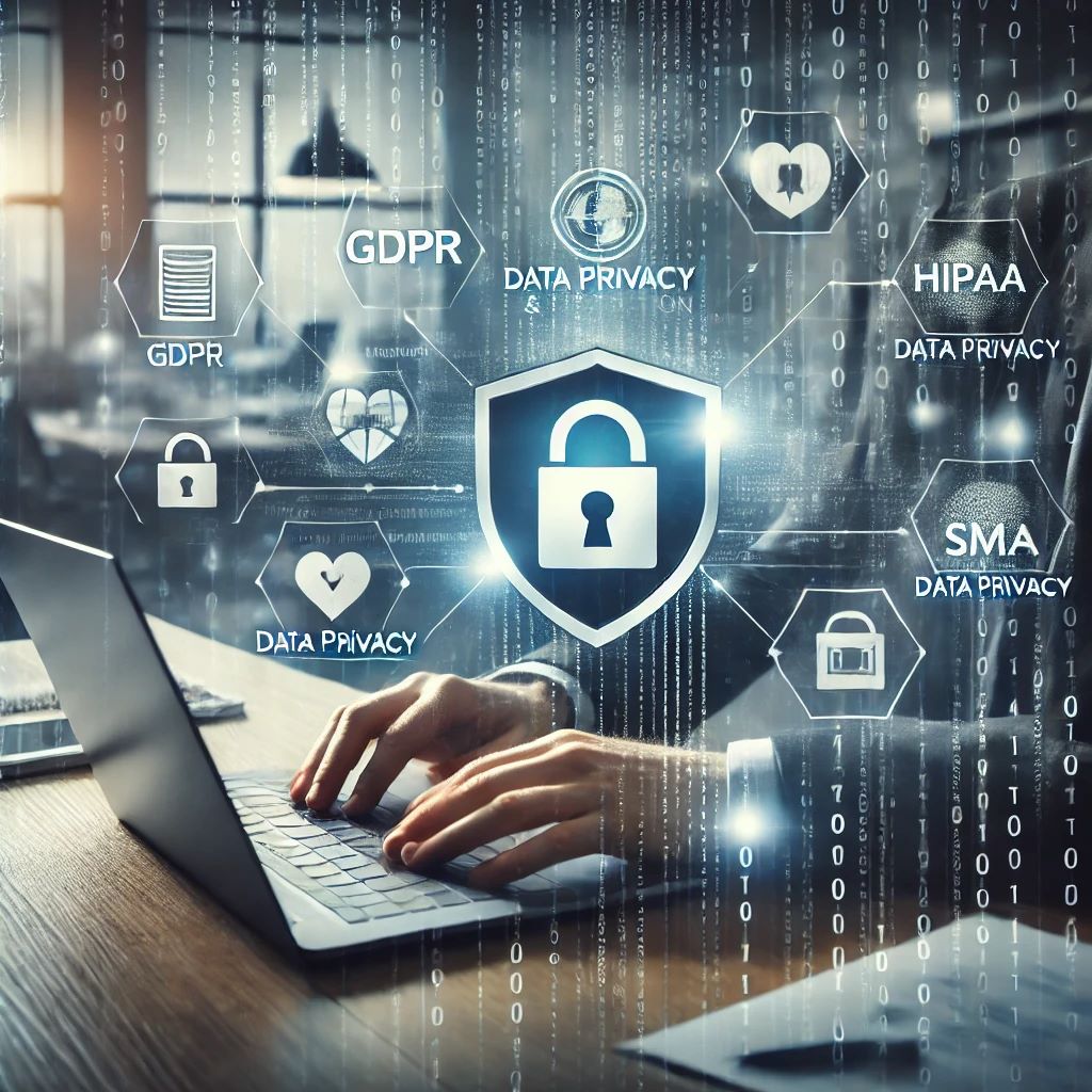 photorealistic image conveying data privacy and protection services for small to medium-sized businesses.